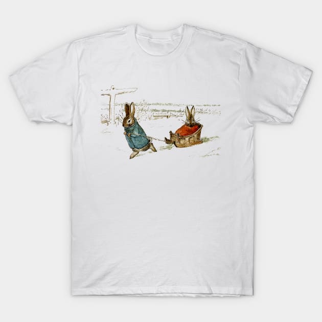 “Bunny Sleigh Ride” by Beatrix Potter T-Shirt by PatricianneK